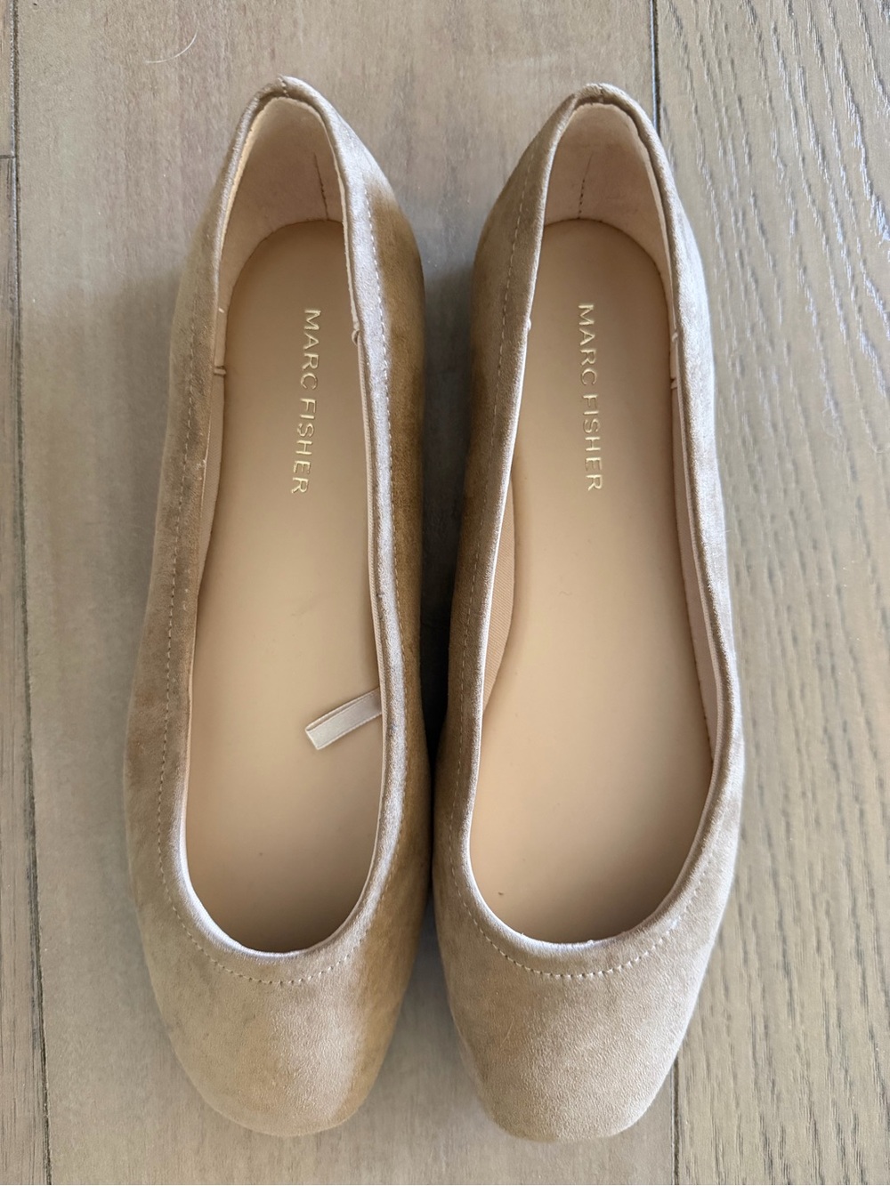 Marc Fisher Beige Velvet Slip-On Ballet Flats